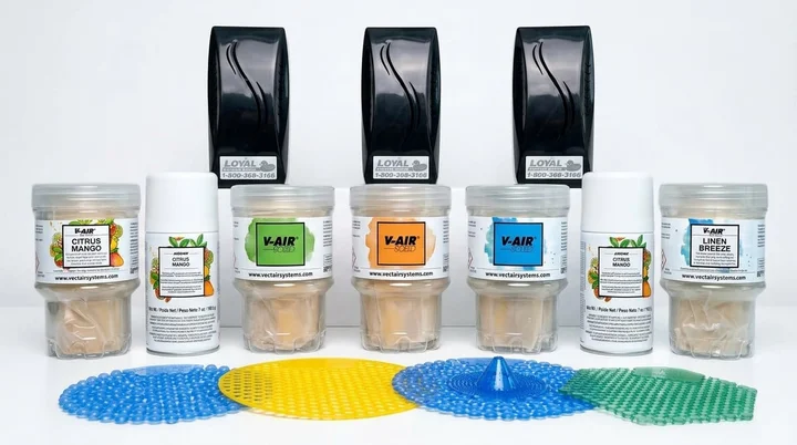 Assortment of air freshener dispensers, fragrance refills and aerosols