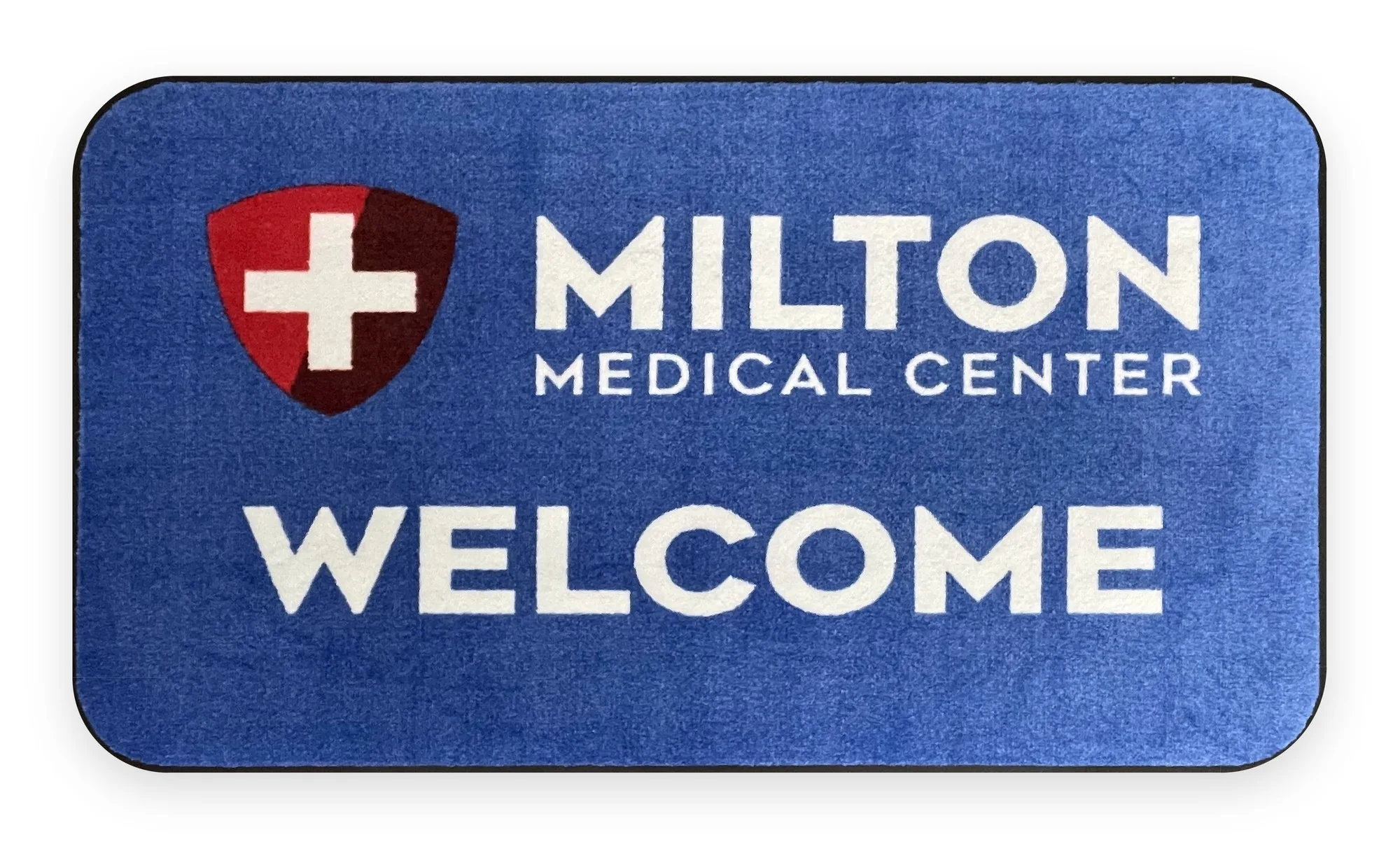 Custom logo welcome mat reading Milton Medical Center